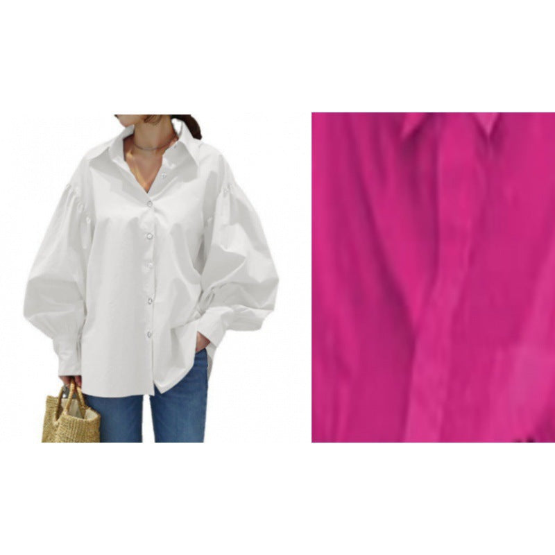 Women's Oversize Blouse with Balloon Sleeves and Shirt Collar Amarae