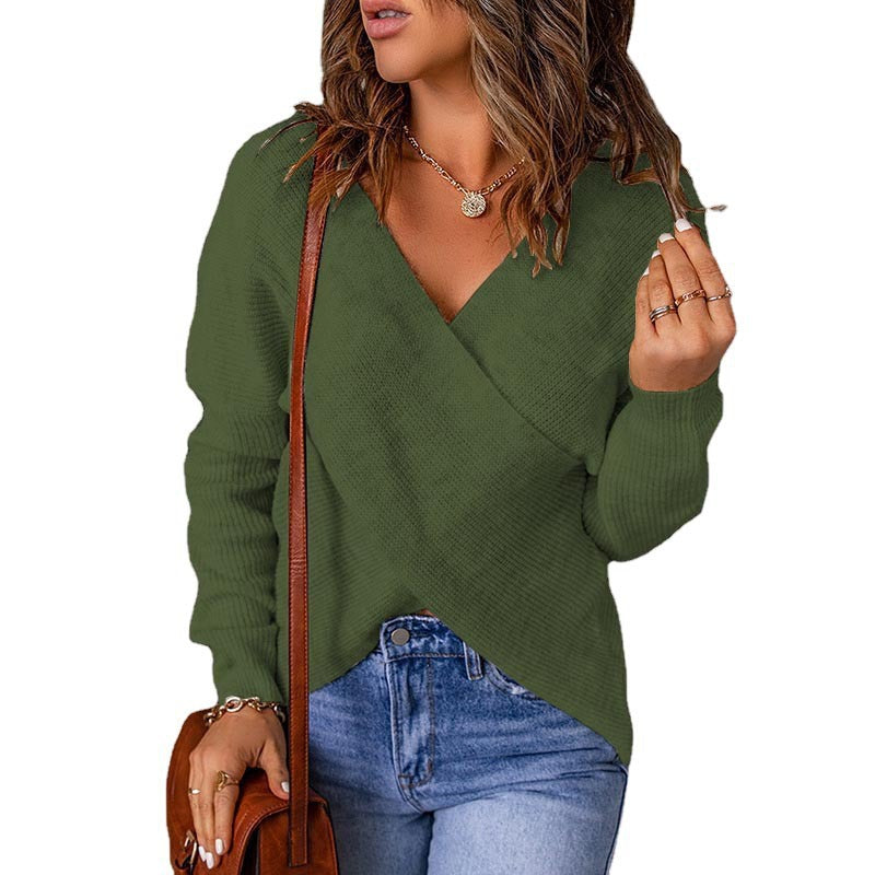 Lune London women's knitted sweater with a wrapped neckline
