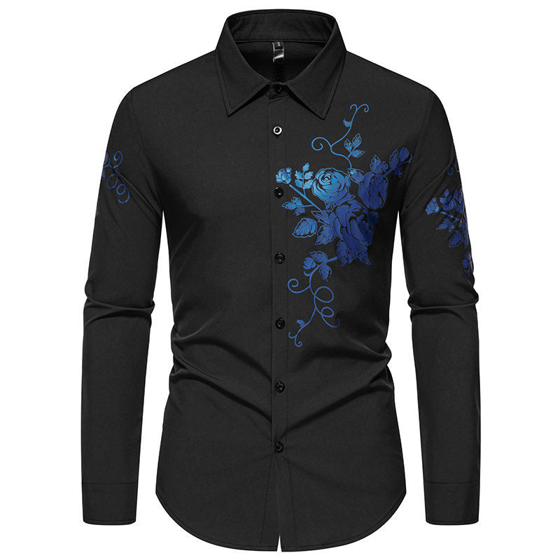 Men's long sleeve shirt with floral embroidery Lune London