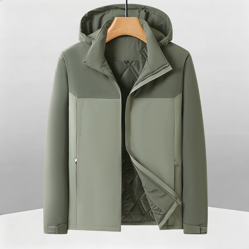 Men's Warm Softshell Hybrid Jacket with Quilted Thermal Lining and Hood Amarae