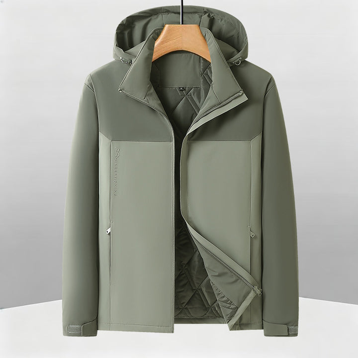 Men's Warm Softshell Hybrid Jacket with Quilted Thermal Lining and Hood Amarae