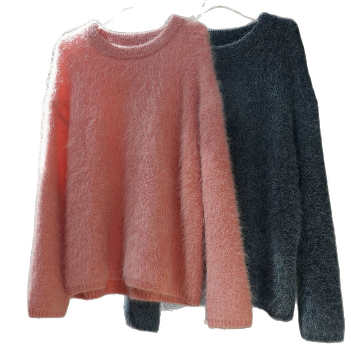 Women Fluffy Mohair-Mix Sweater with Loose Oversize Cut Amarae