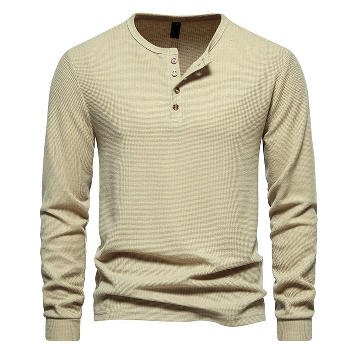 Long sleeve men's T-shirt with button placket and textured design Lune London