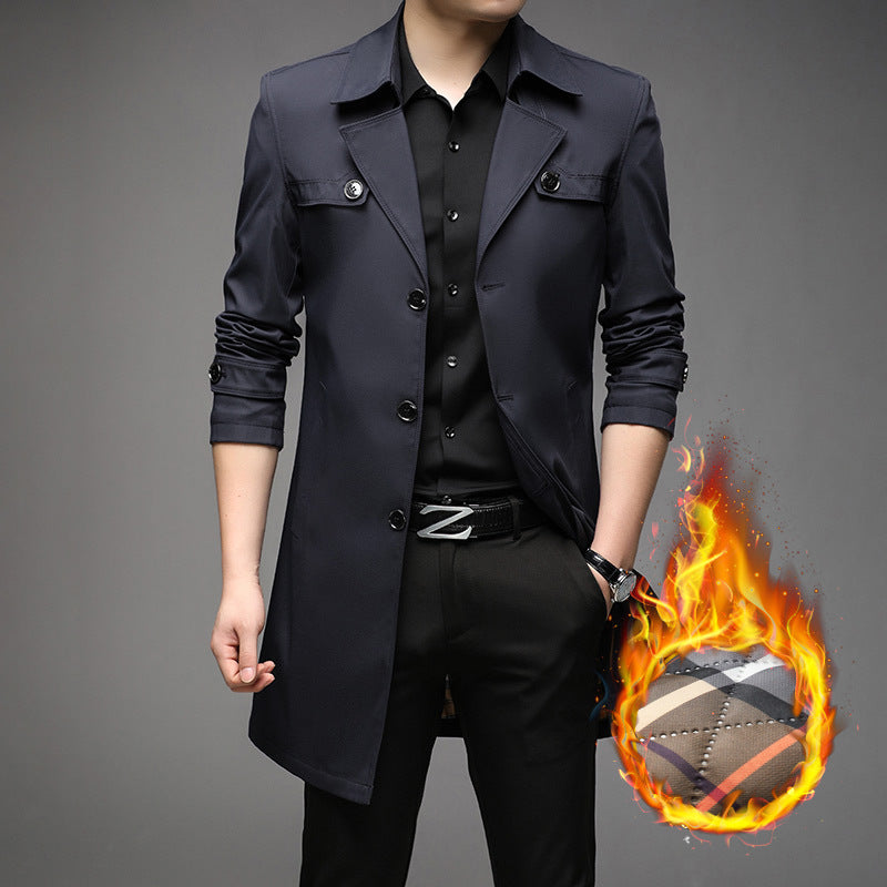 Men's Light Trench Coat with Tailored Fit, Chest Pockets and Adjustable Sleeve Straps Amarae