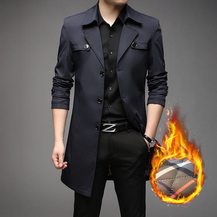 Men's Light Trench Coat with Tailored Fit, Chest Pockets and Adjustable Sleeve Straps Amarae
