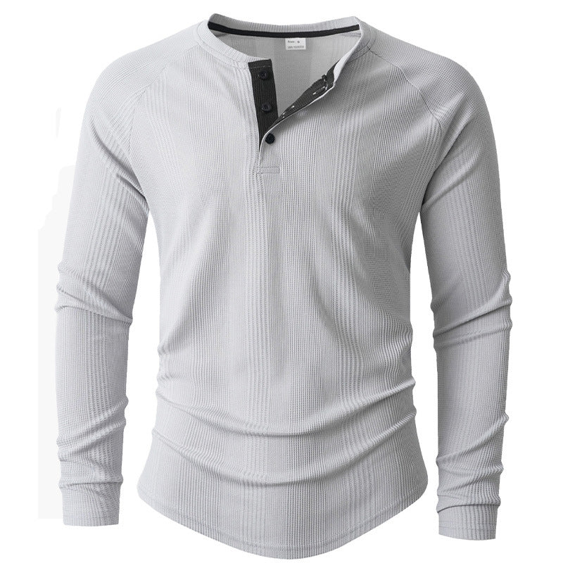 Men's Long Sleeve Textured Surface Henley Shirt Lune London