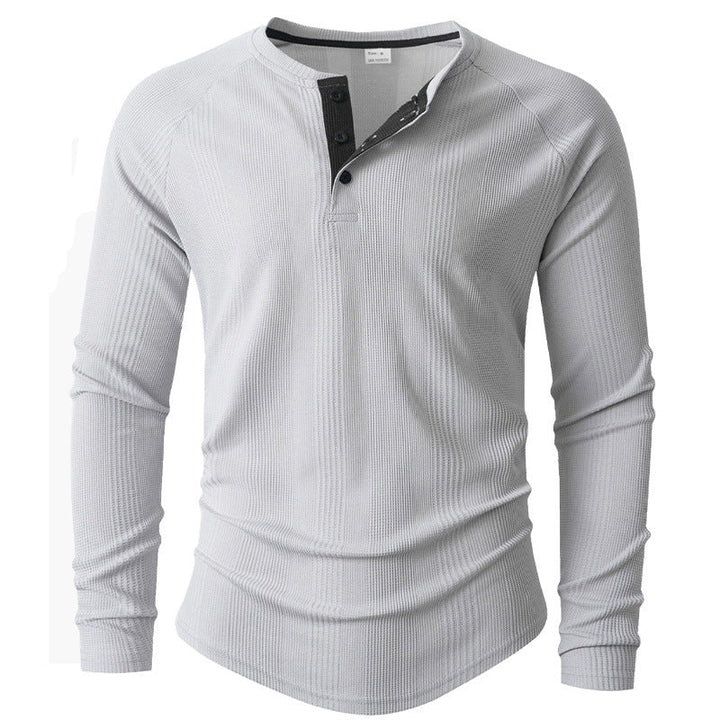 Men's Long Sleeve Henley Shirt with Structured Surface Lune London