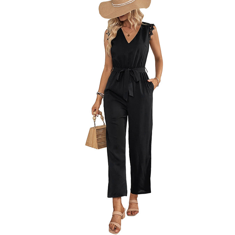 Elegant lady jumpsuit with lace Lune London