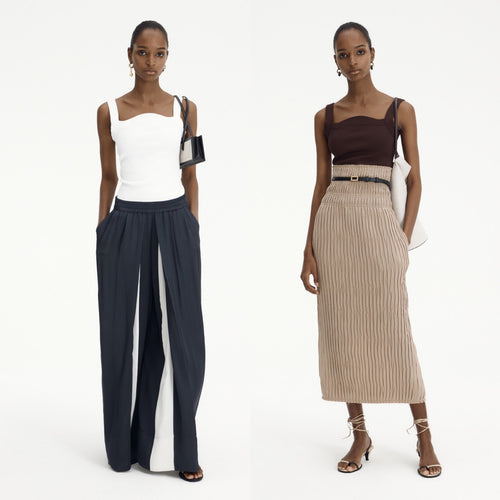 Pantalons larges taille haute pour femmes avec inserts latéraux Chic & Stil