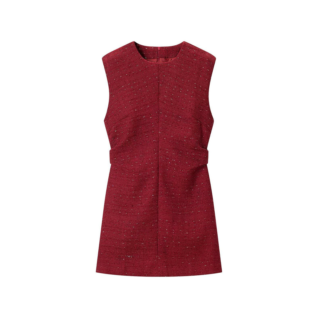 Women’s Sleeveless Tweed Midi Dress with Fitted Side Panels Amarae