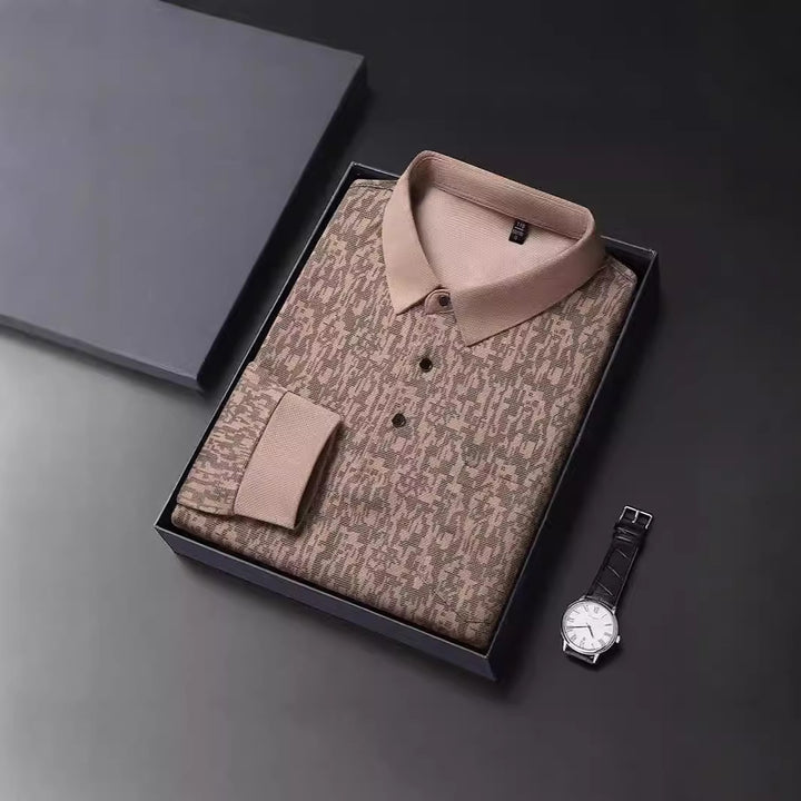 Polo shirt for men with graphic pattern and breathable functional material Lune London