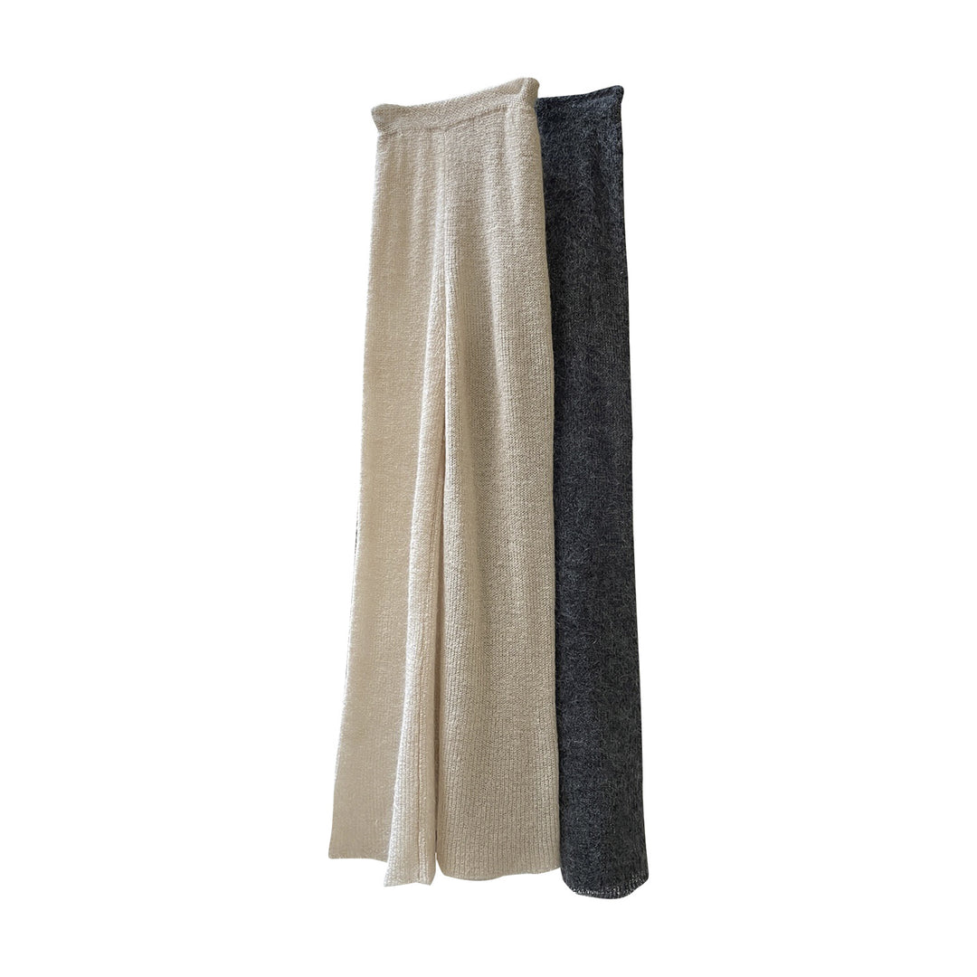 Women Fluffy Palazzo Knit Pants with Wide Leg and Lounge Silhouette Amarae