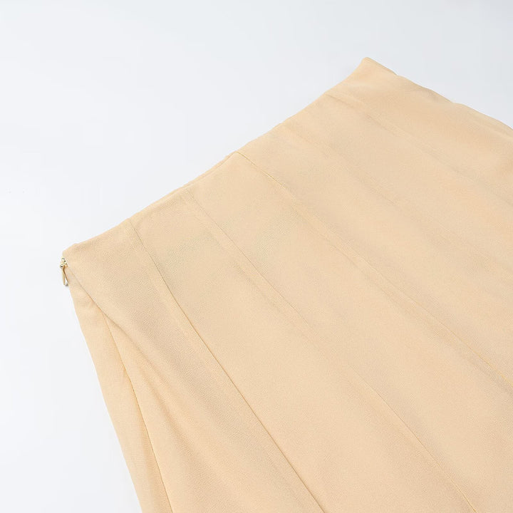 Women's Long Pleated Chiffon Maxi Skirt with High Waist and Insert Panels Amarae