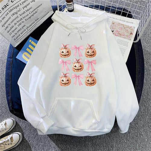 Women's Hoodie with Cheerful Pumpkin Design Chic & Stil