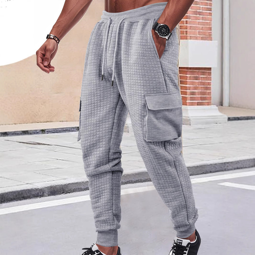 Men's cargo jogger pants with textured design and practical pockets Lune London