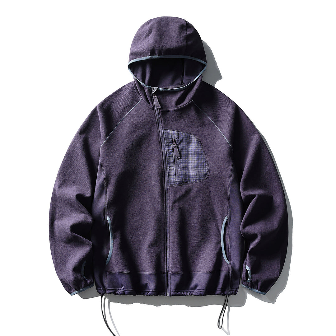 Unisex Lightweight Tech-Fleece Hoodie Jacket with Front Zip, Chest Zip Pocket and Drawstring Hem Amarae