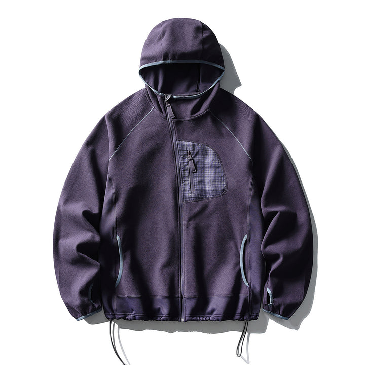 Unisex Lightweight Tech-Fleece Hoodie Jacket with Front Zip, Chest Zip Pocket and Drawstring Hem Amarae