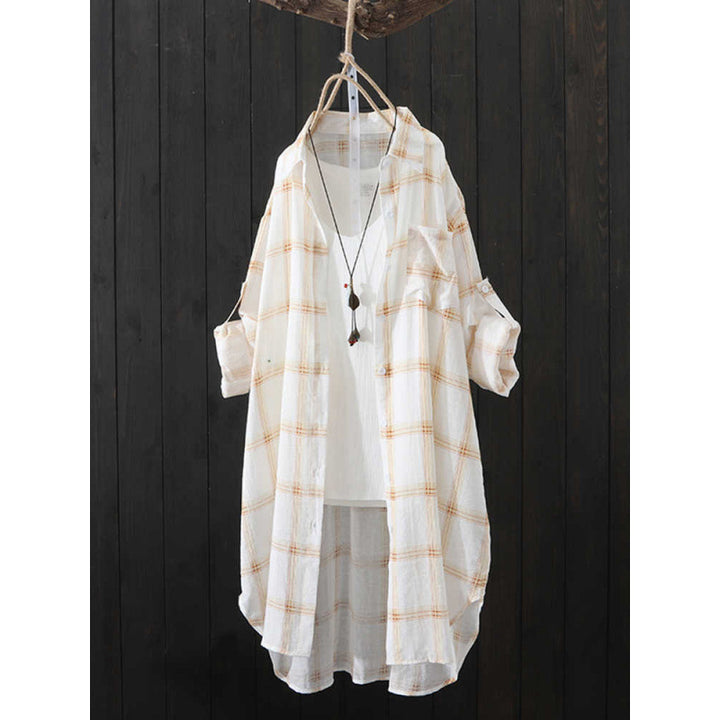 Long sleeve checkered blouse for women Lune London