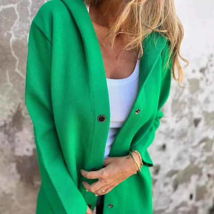 Women's Hoodie Coat with Snap Buttons and Oversized Silhouette Amarae