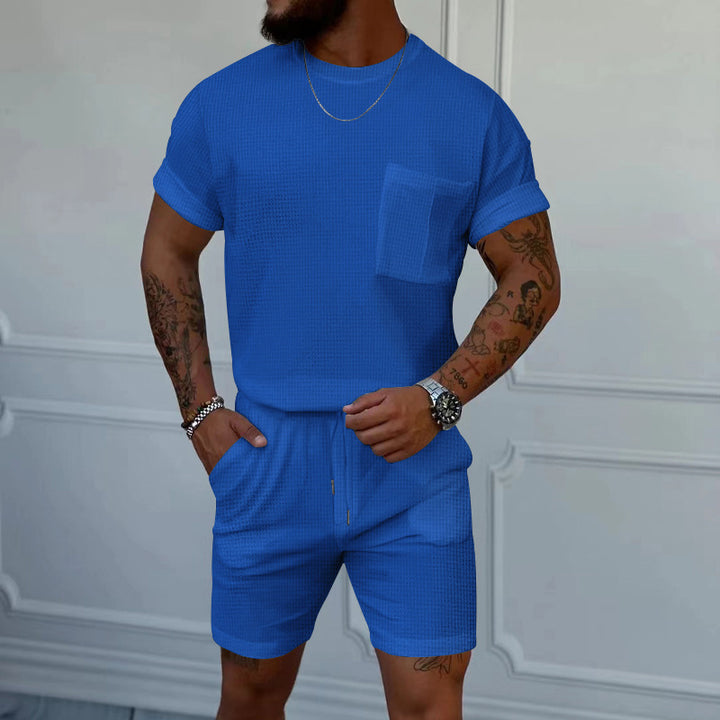 Men's comfortable short-sleeve set with elastic waistband and handy pockets Lune London