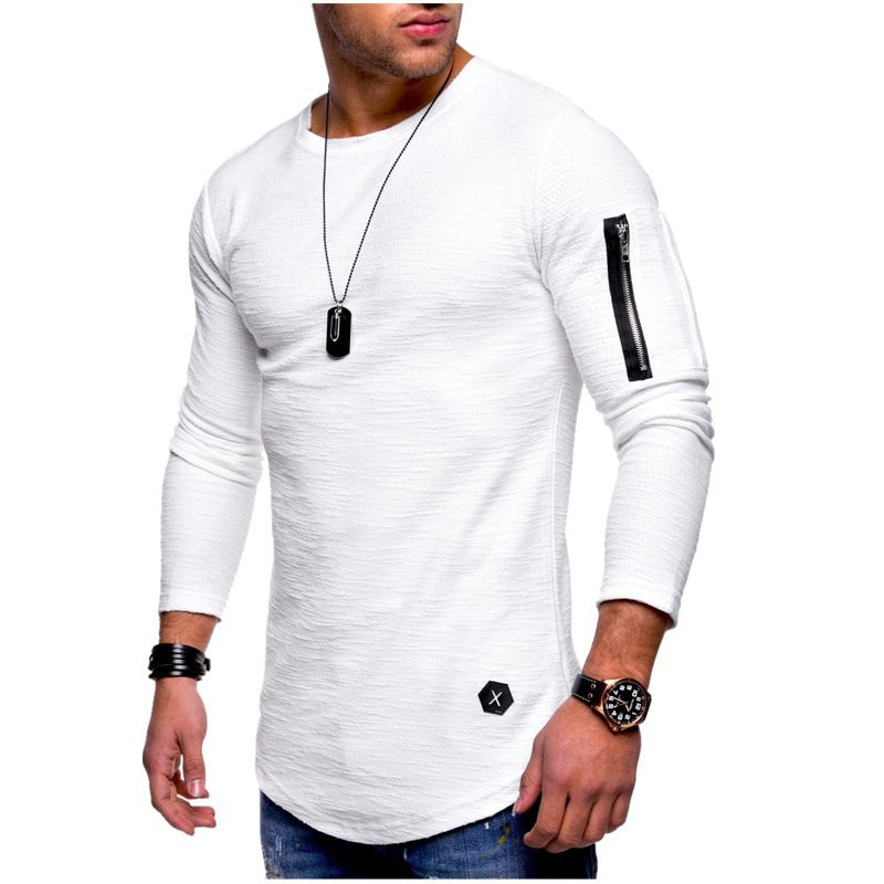 Men's long sleeve shirt with a modern textured pattern and a practical arm pocket Lune London