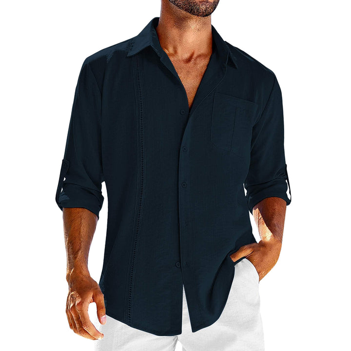 Casual long sleeve shirt for men with decorative button placket and chest pocket Lune London
