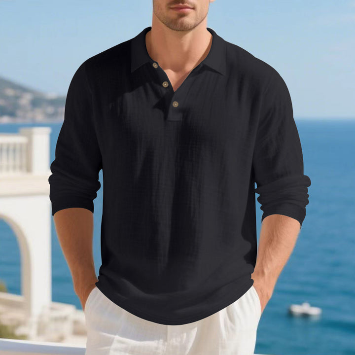 Men's long sleeve polo with structured design and trendy buttons Lune London
