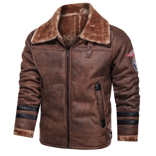 Pilot jacket for men in synthetic leather with warm lining Amarae
