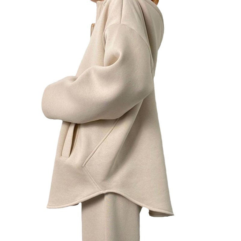 Ladies Modern High Collar Fleece Sports Set with Practical Pockets Lune London