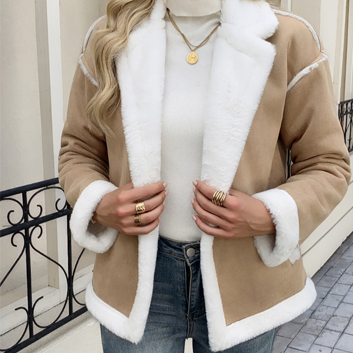 Ladies Cozy Fleece Jacket with Elegant Collar Finish Amarae