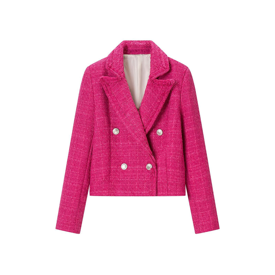 Women's Two-Piece Tweed Set with Short Blazer and Pleated Mini Skirt Amarae
