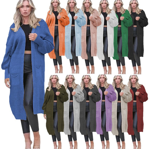 Cardigan en tricot épais pour femmes avec poches ouvertes et design décontracté Chic & Stil