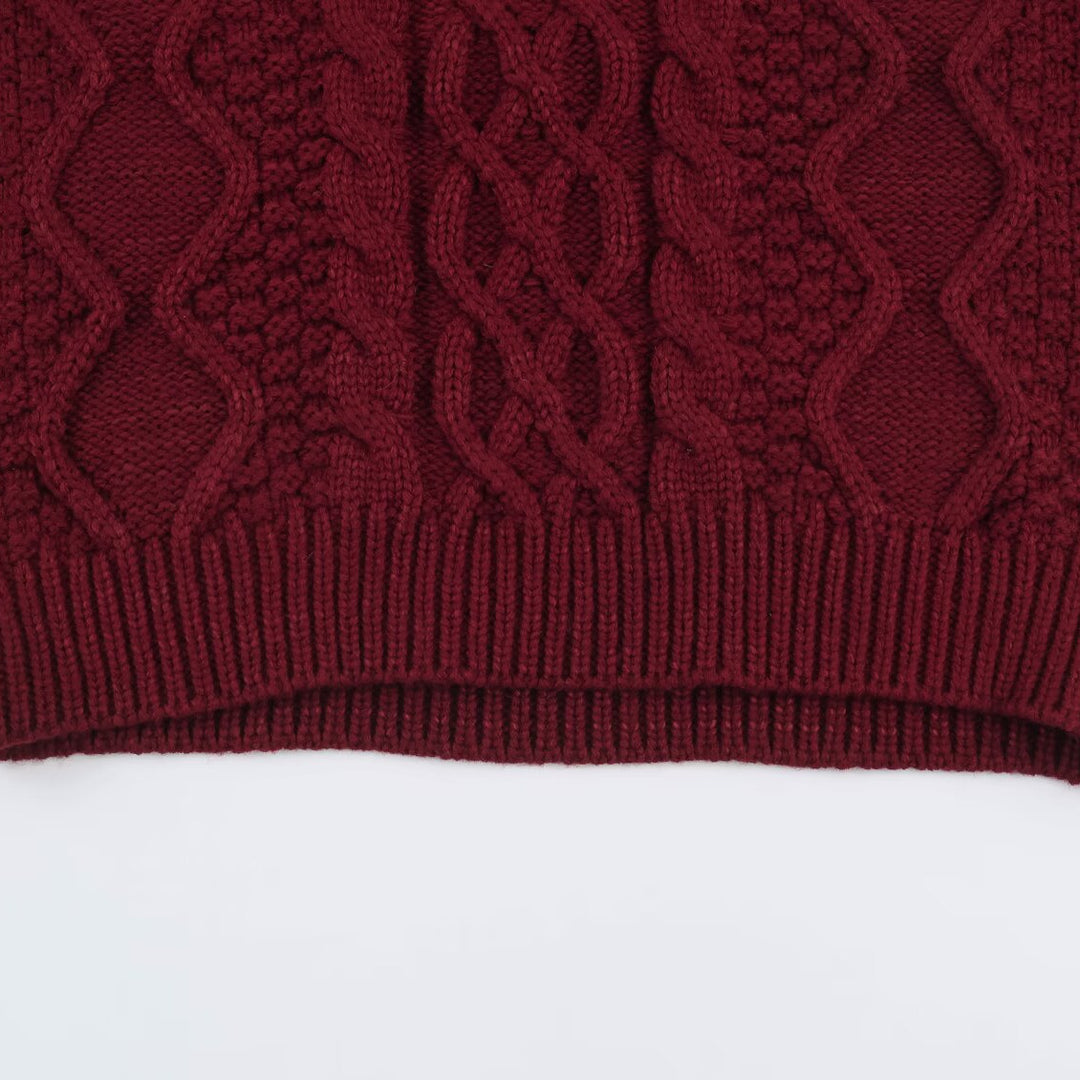 Women's chunky braided knit sweater with round neck and texture mix Amarae