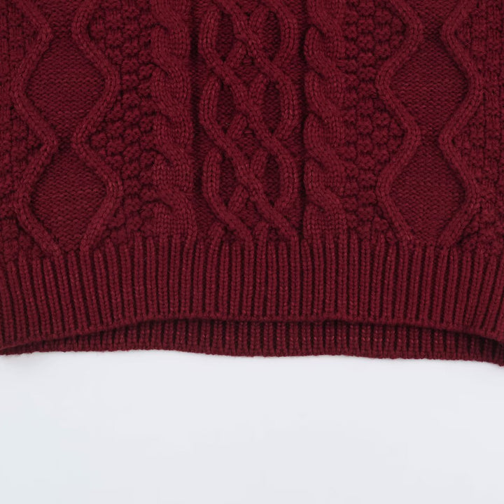 Women's chunky braided knit sweater with round neck and texture mix Amarae