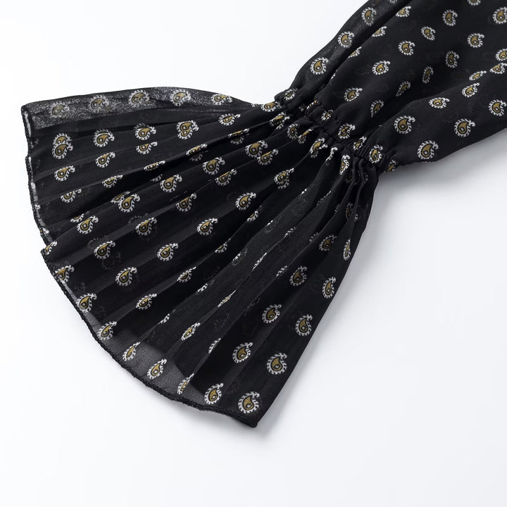 Women's chiffon blouse with ruffled collar, tie scarf and pleated bell sleeves Amarae