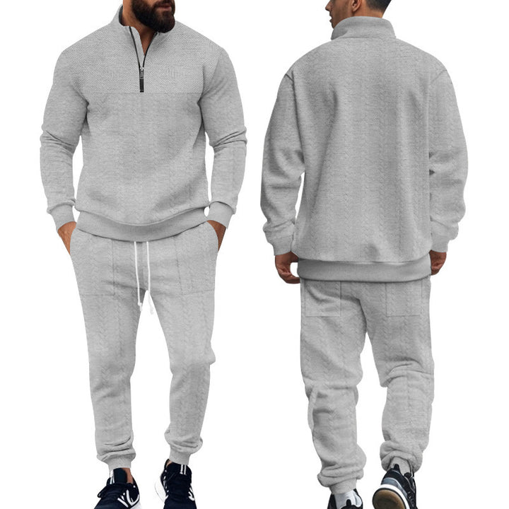 Men's sporty knit set with modern high collar and zipper Lune London