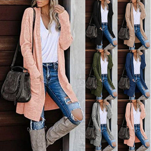 Cardigan en tricot épais pour femmes avec coupe décontractée et poches pratiques Chic & Stil