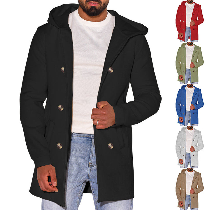 Trendy coat for men with removable hood and double-breasted buttons Lune London
