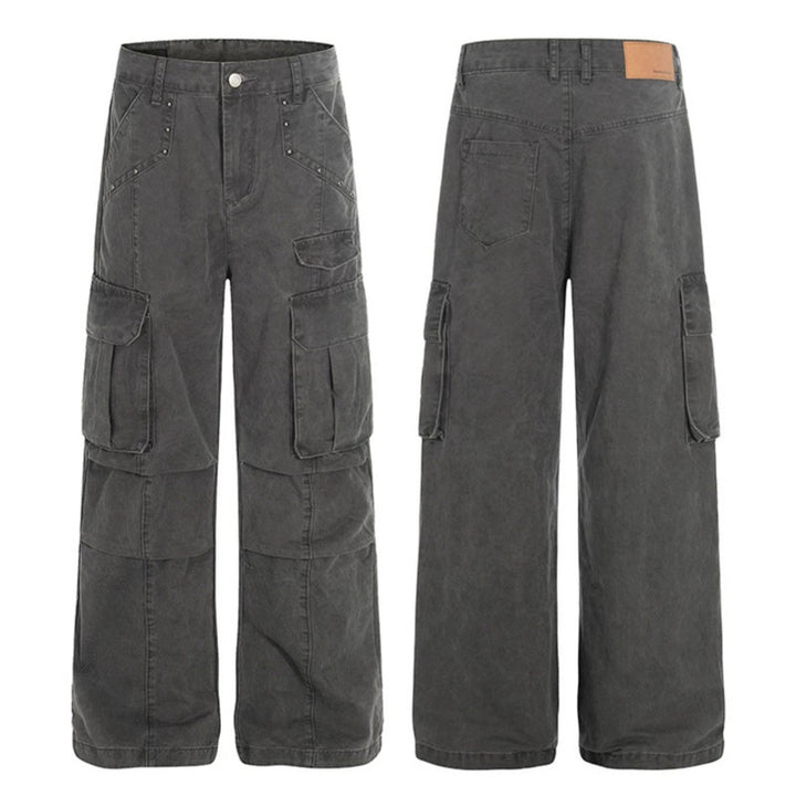 Women High-Waisted Utility Cargo Pants in Worn Look with Wide Leg Amarae
