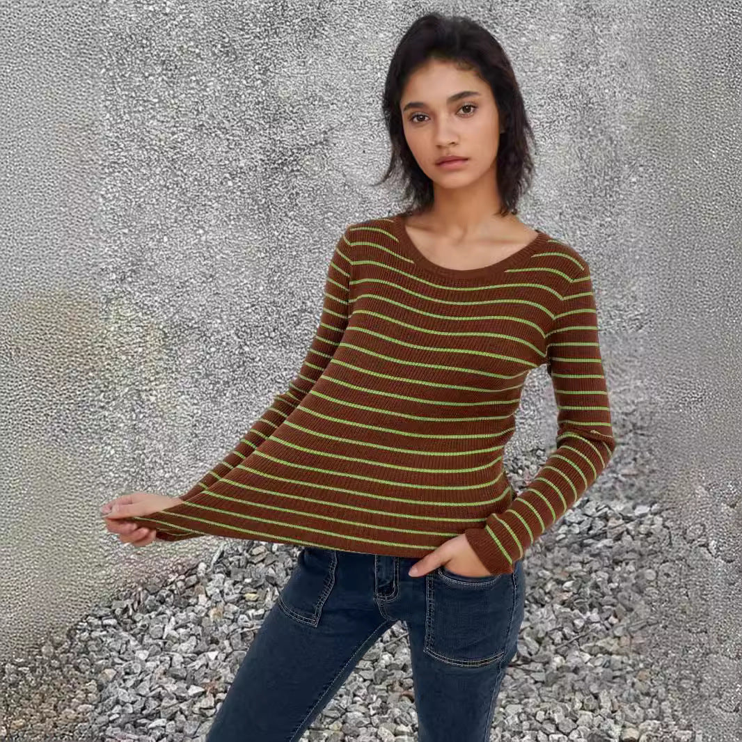 Long sleeve shirt for women with fine stripes and a loose fit Lune London