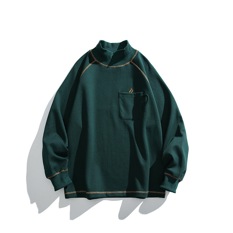 Unisex Oversize-Half-Collar Sweatshirt with Raglan Sleeves and Brust Pocket Amarae