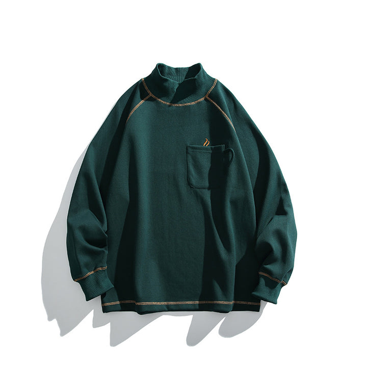 Unisex Oversize-Half-Collar Sweatshirt with Raglan Sleeves and Brust Pocket Amarae
