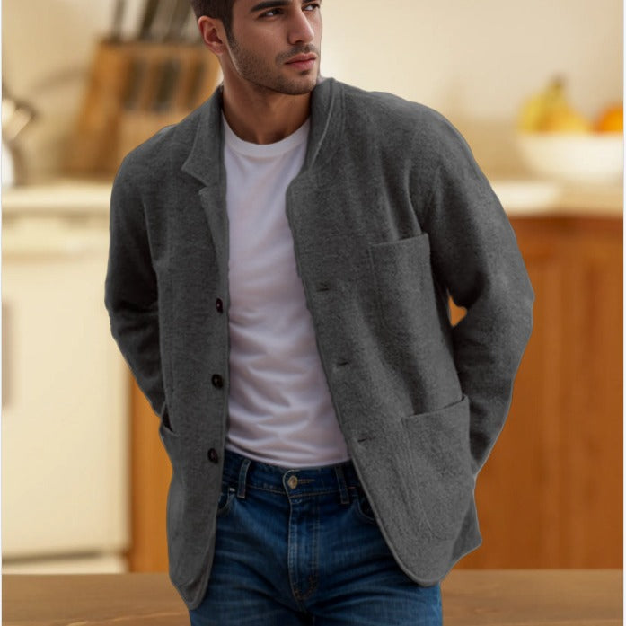 Transitional jacket for men in high-quality material with an elegant collar and practical pockets Lune London