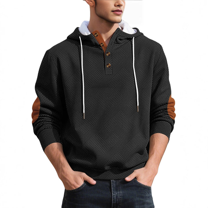 Trendy hooded sweater for men in textured material with chic and stylish accents