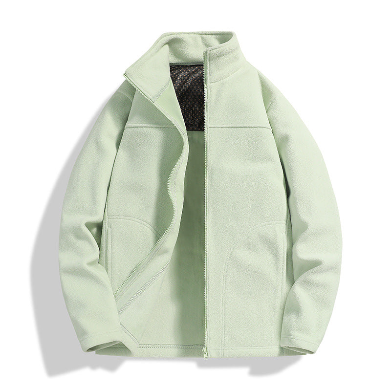 Men's fleece outdoor jacket with stand-up collar, full-length zipper, and windproof inner membrane Amarae