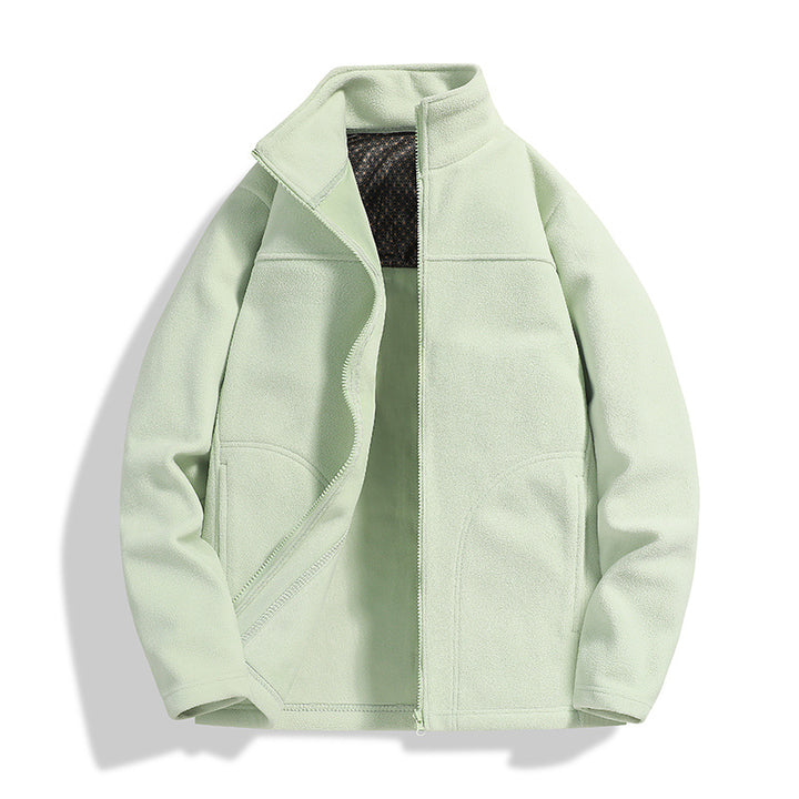 Men's fleece outdoor jacket with stand-up collar, full-length zipper, and windproof inner membrane Amarae