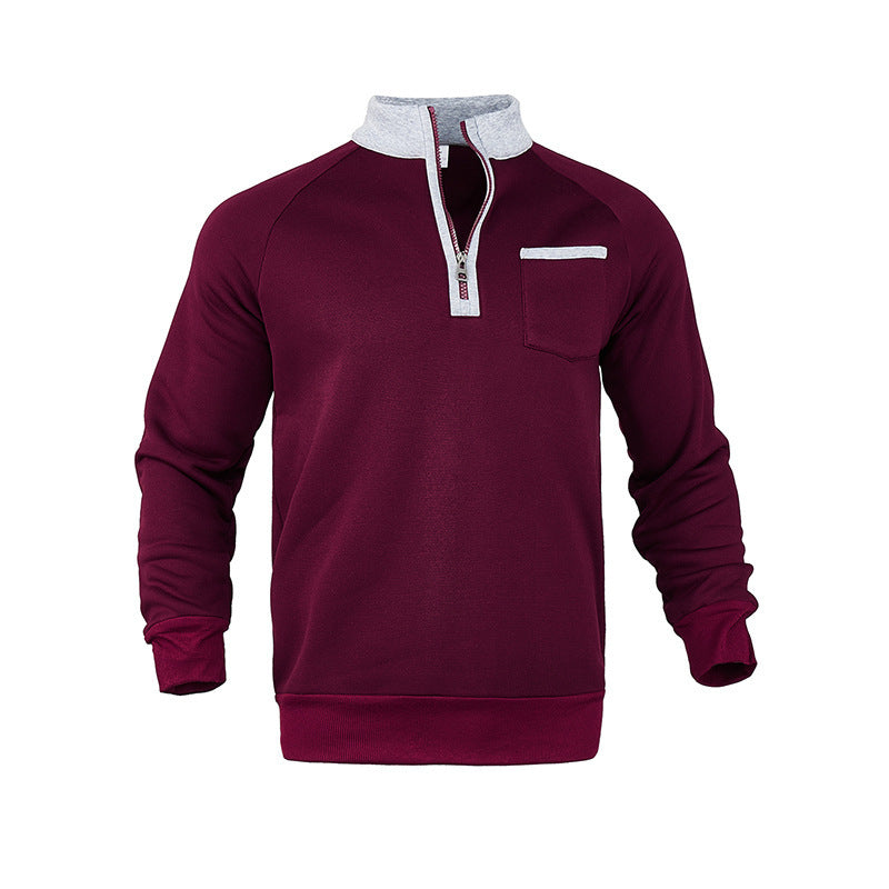 Men's modern hoodie with chest pocket and half-zip and chic sporty elements