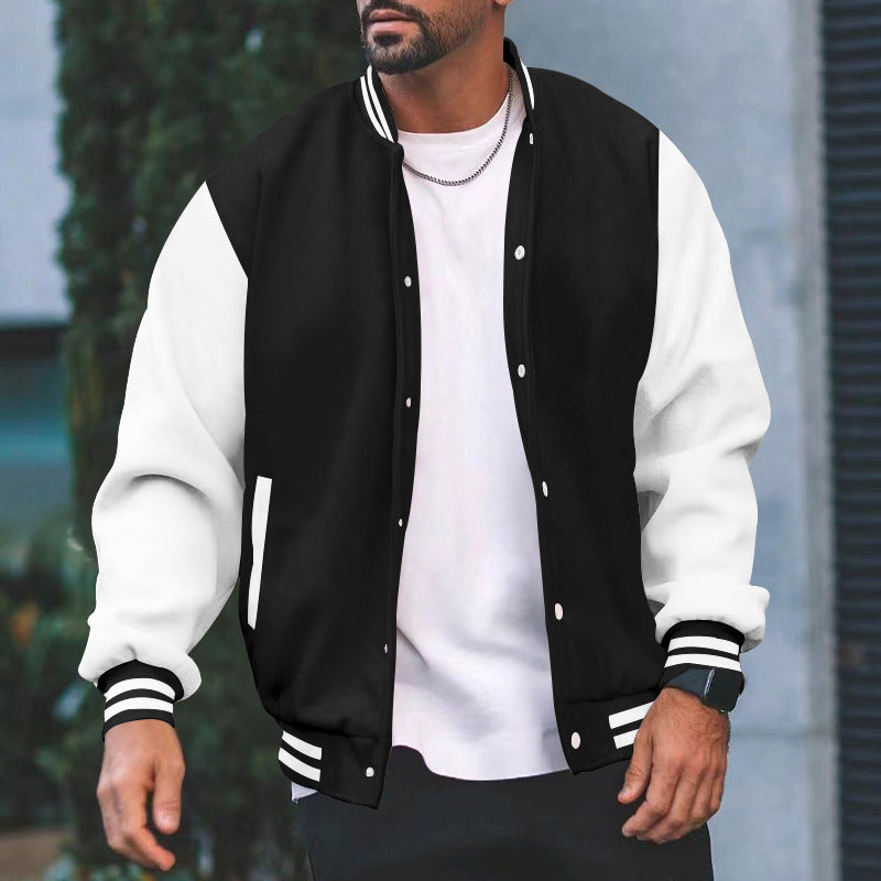 Men's Varsity Jacket with Contrast Sleeves and Side Pockets Lune London