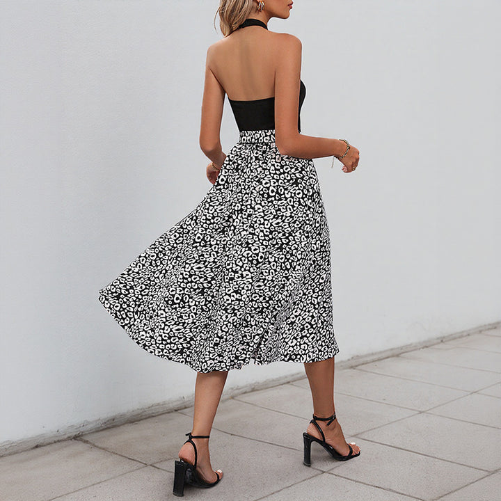 Midi backless dress for women with fluid A-line skirt Lune London