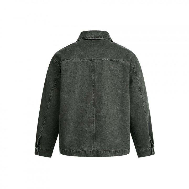 Men's Oversized Canvas Jacket with Shirt Collar, Raglan Seams and Full-length Zipper Amarae